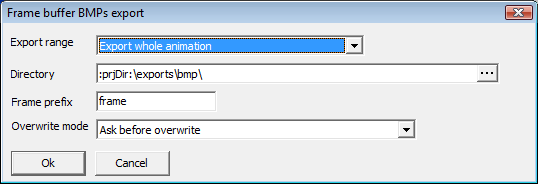 BMP Export dialog