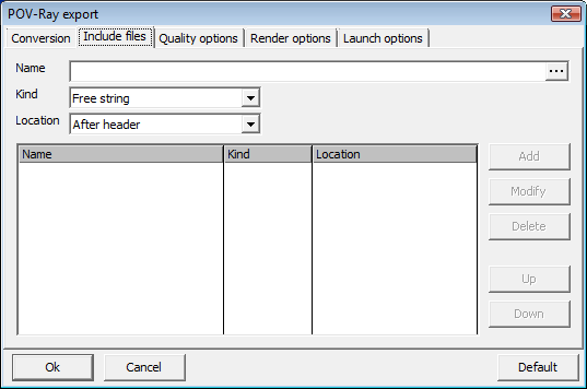 POV-Ray Export dialog