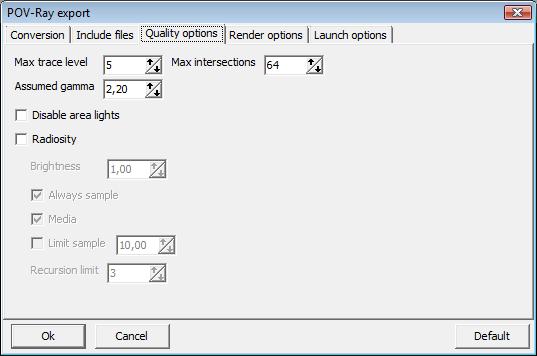 POV-Ray Export dialog