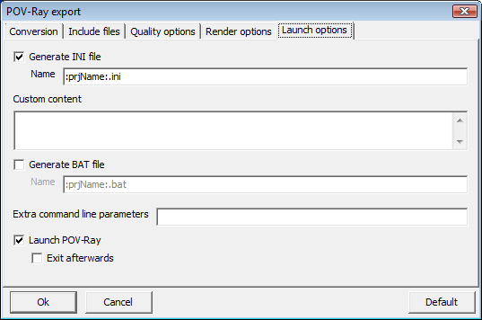 POV-Ray Export dialog