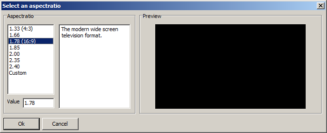 aspect ratio selection dialog