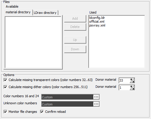 Material config