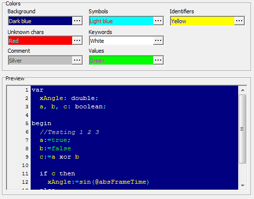 Script color config